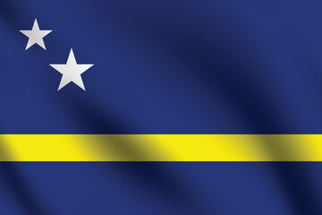 Curacao flag official colors and proportion digital vector illustration. Pleated flag.