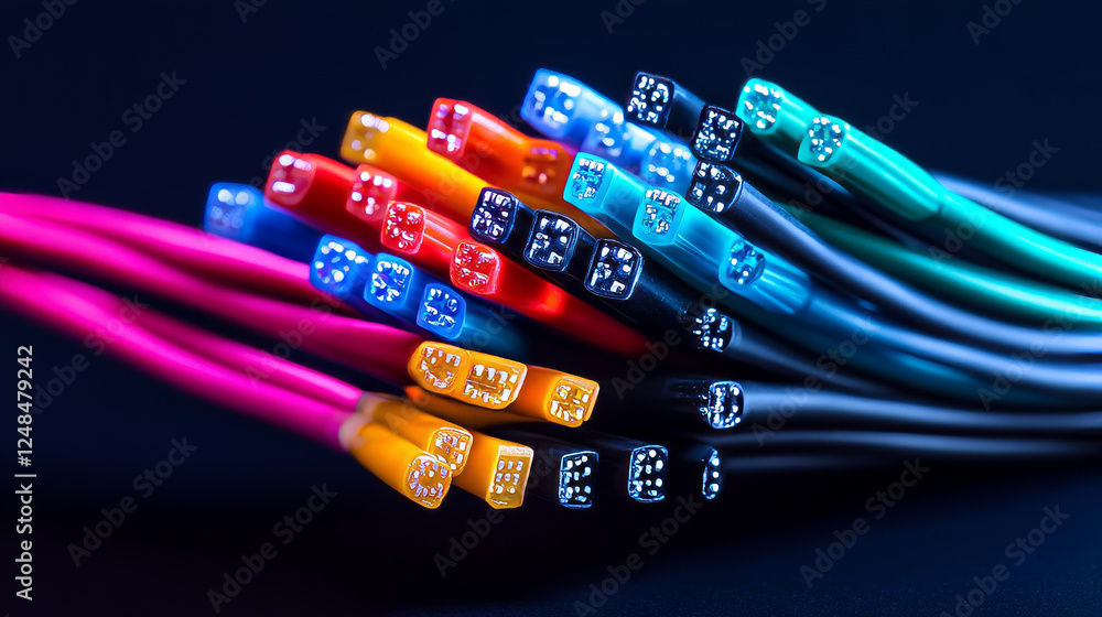 Poster fiber optical network cable internet connection concept artificial intelligence neural network 3d re
