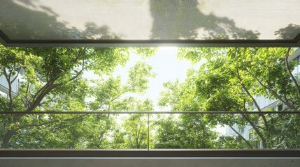 Naklejka premium A home balcony with retractable sunshades for adjustable shade.