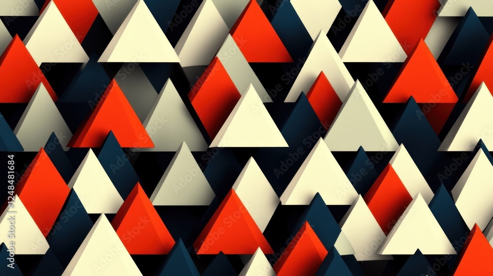 Poster Abstract Triangular Pattern Red White And Blue