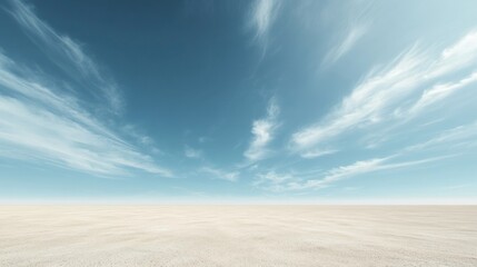 Naklejka premium Expansive desert landscape under a pale blue sky