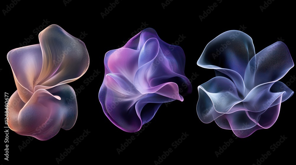 Aufkleber abstract colorful flowing forms on black background
