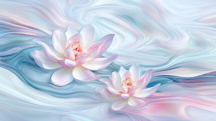 Fototapeta premium Delicate Pink Lotus Blossoms on a Swirling Abstract Background