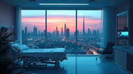 City Sunrise View from Hospital Room: A Serene and Peaceful Healing Space