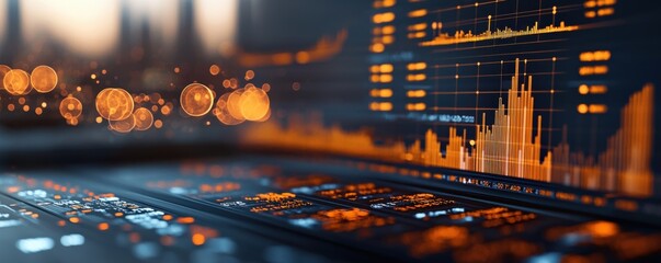 Detailed data visualizations and analytics dashboards showcasing trends patterns and insights in energy production and consumption  Focus on renewable energy efficiency