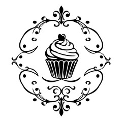 Cupcake in ornate frame
