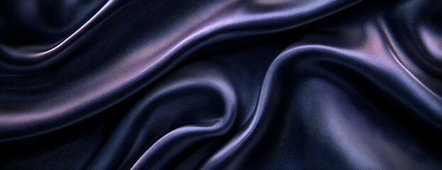 Obraz premium Dark silk fabric folds, studio shot, texture background