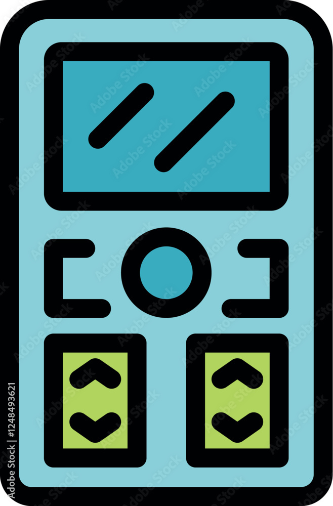 Poster elevator control panel featuring buttons for selecting floors and a display indicating the current f