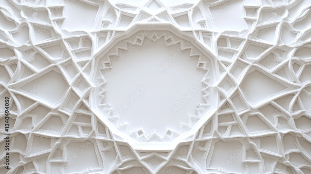 Poster Abstract White Geometric Pattern Design With Central Void