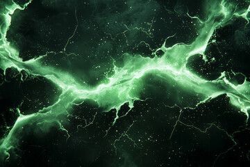A cinematic shot of molten green resin with particles of light swirling inside, creating a