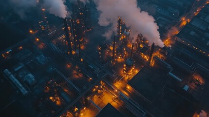 Nightfall at the Refinery: An Aerial View of Industrial Majesty