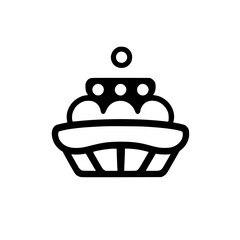 Simplified Minimalist Outline Illustration of a Cupcake Cake with Dots on White Background.
