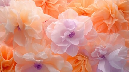Delicate Peach and Lavender Paper Flowers Close Up
