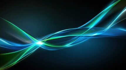 Abstract Blue And Green Light Wave Design