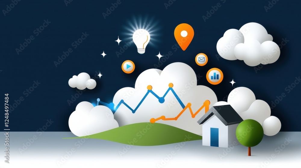 Poster conceptual of organic search growth and digital analytics optimization for business development and 