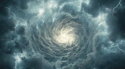 Stormy Vortex Swirling Clouds with Lightning