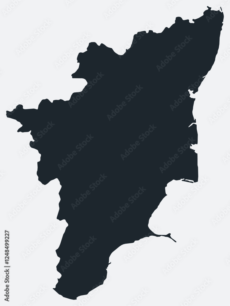 Poster tamil nadu map. just a simple border map. shape of the state. flat blank tamil nadu outline. vector 