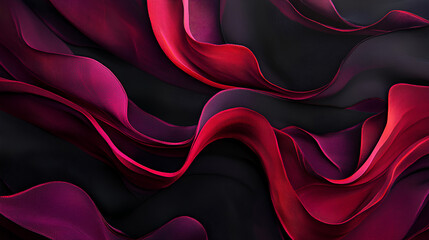 Obraz premium Black dark deep red burgundy cherry maroon crimson abstract background. Silk satin velvet fabric. Elegant luxury rich. Curtain drapery fold line wave flow