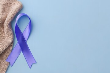 Purple ribbon on a light blue background symbolizes awareness and support for various causes