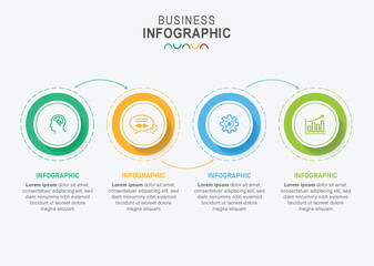 Timeline infographic design template with 4 options or steps. Can be used for process diagram, workflow layout, info graph, annual report, flow chart.