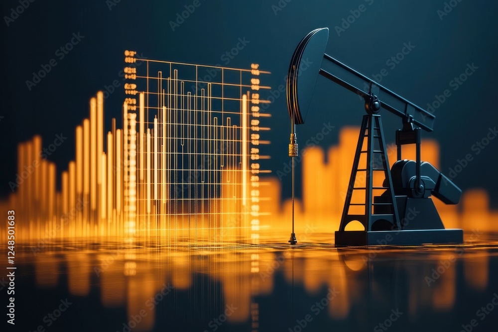 Poster detailed visualization of oil market economics trading trends and performance indicators displayed i