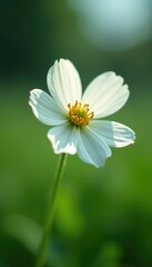 Obraz premium Delicate petals of a white wildflower sway in the gentle breeze, shallow depth, bloom