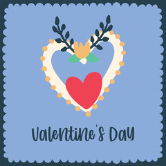 Happy Valentine's day greeting card. Handdrawn illustration.