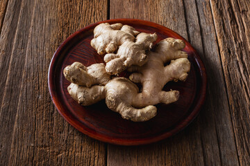 ginger on wooden background