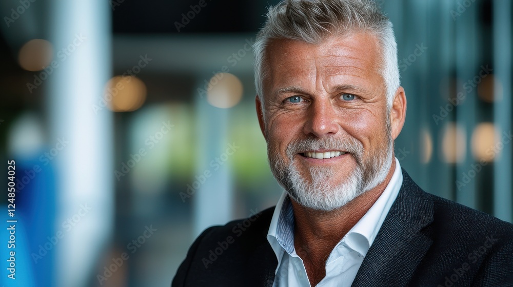 Poster friendly and confident business executive in sharp formal attire posing for a professional portrait 