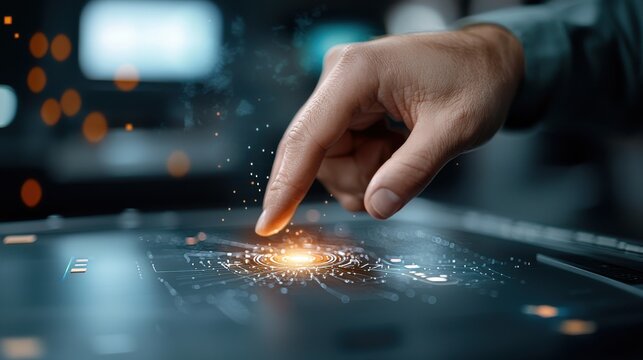 Futuristic Business Strategy Session Featuring Digital Technology and Innovation for Modern Workspace and Collaborative Decision Making