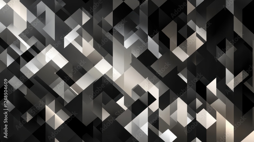 Aufkleber Abstract grayscale geometric pattern design featuring overlapping shapes