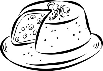 Italian dessert. Hand drawn vector isolated sketch. Cassata 