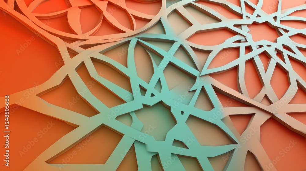 Poster abstract orange and teal geometric pattern design