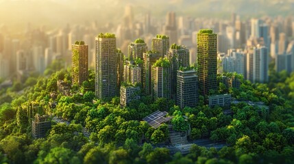 A city with a lot of trees and buildings