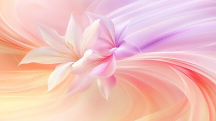 Naklejka premium Delicate Pastel Lilies in Abstract Swirling Background