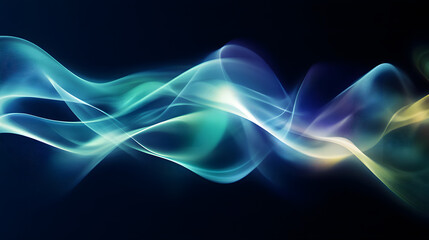 Obraz premium Vibrant, glowing waves form intricate patterns, casting an energetic and technological vibe in neon colors.