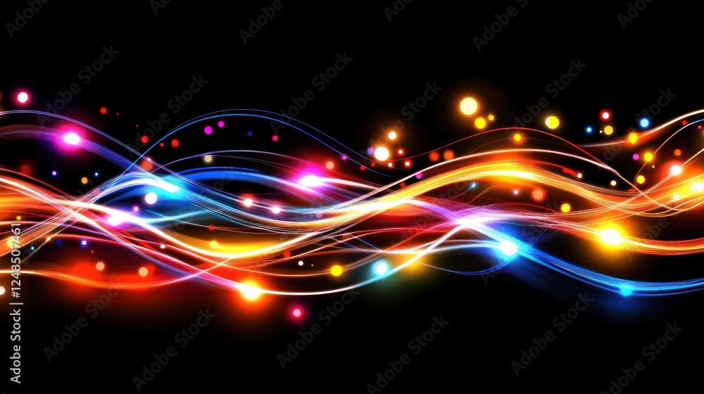 Poster Abstract Colorful Light Waves Flowing Dynamically