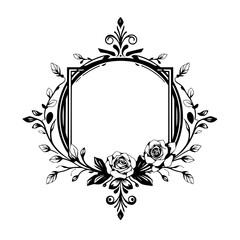 Elegant Black and White Frame: A floral frame with roses.