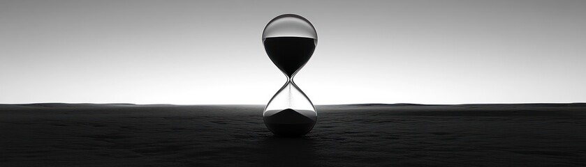 Dark Hourglass on a Dark Surface Against a Light Background
