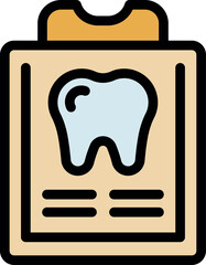 Clipboard with tooth icon representing dental records, dental care, and oral hygiene