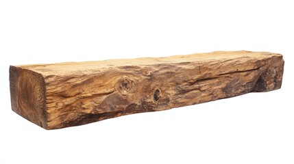Rustic Brown Wooden Log Isolated on White Background