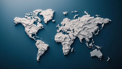 Abstract Digital World Map with Binary Code for Global Network Connectivity in Online Business