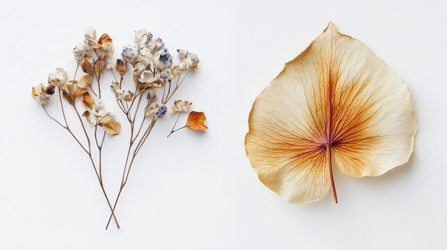 Yellow leaves and withered flowers decoration