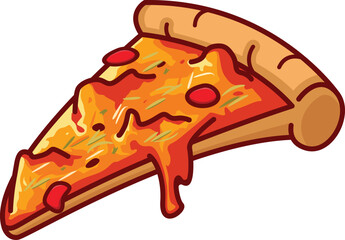  Flying Slice Of Pizza Cartoon Vector Illustration. Fast Food Concept Isolated Vector. Flat Cartoon Style