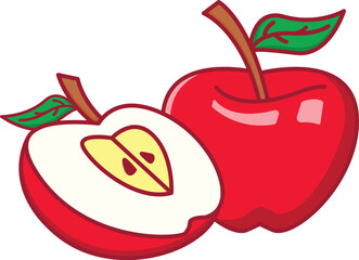 Apple Fruit Cartoon Icon Illustration. Food Fruit Icon Concept Isolated . Flat Cartoon Style