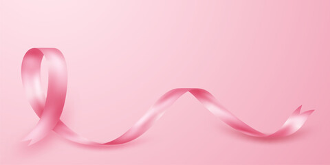 Pink ribbon background, beautiful vector illustration