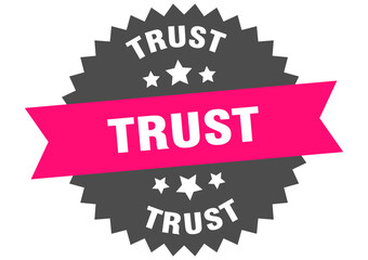 trust. trust round pink label isolated on transparent background