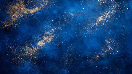 Obraz premium A mysterious deep blue landscape with stars and glowing particles scattered across the surface.
