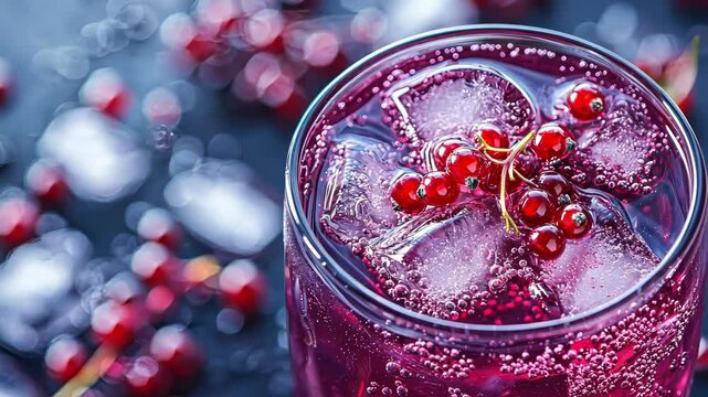 juice with elderberry and ice. Selective focus