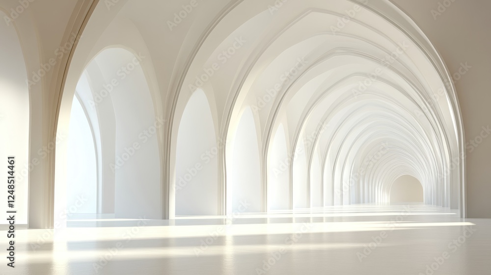 Aufkleber serene white archway corridor design architecture